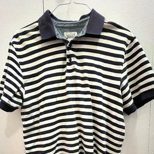 LL Bean Striped Polo - navy and white / men's medium